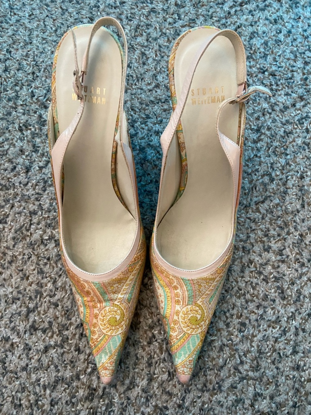 Stuart Weitzman Pastel Paisley Pointed Slingback Pumps